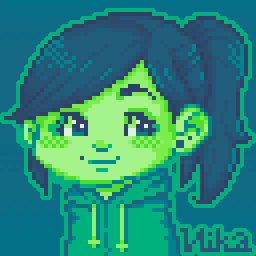 Pixel version of myself in green shades.